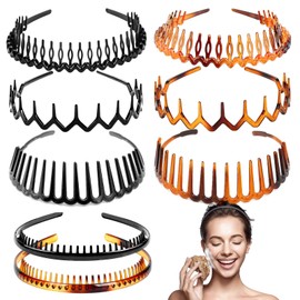 Roxnvm Men's Hair Band, Elastic Headband, 8 Pieces, Zigzag Headband, Matt Non-Slip Black Headband, Sports Fashion Hair Band Accessories, Hair Band Men for Outdoor Sports Yoga