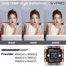 Svpro 12MP Auto Focus USB Camera Module 4K 30fps Webcam Board for Computer UVC USB2.0 1080P 60fps PC Camera 300ms PDAF Fast Auto Focus Camera IMX362 Machine Vision Industrial Camera for Laptop