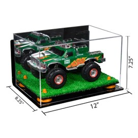 Better Display Cases Acrylic Versatile Display Case - Medium Rectangle Box with Mirror Case, Orange Risers, Wall Mount and Turf Base 12" x 8.25" x 7.25" (A018/V40)
