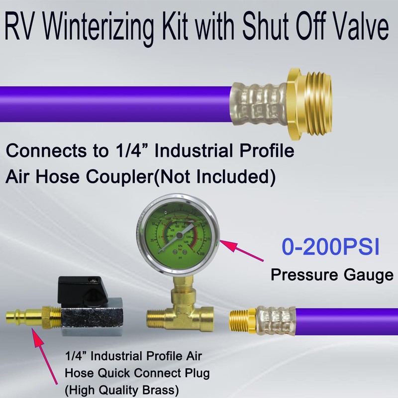 RV Winterizing Kit with Pressure Gauge, 60inch RV Winterize Hose