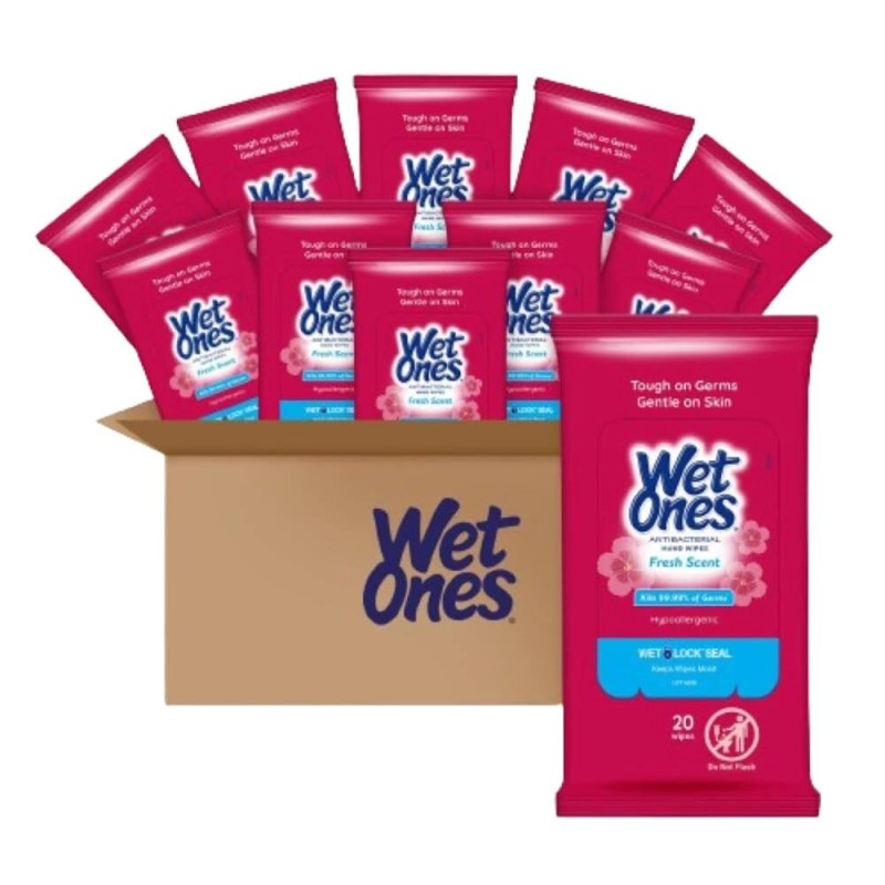 Wet Ones Antibacterial Wipes 20 ct Travel Case Fresh Scent