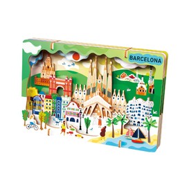 Avenir 6305081 3D Städte-Bastelset, Barcelona, Stadt Miniaturpuzzle, DIY Holzpuzzle, Deko-Geschenk für Erwachsene und Kinder ab 6 Jahren