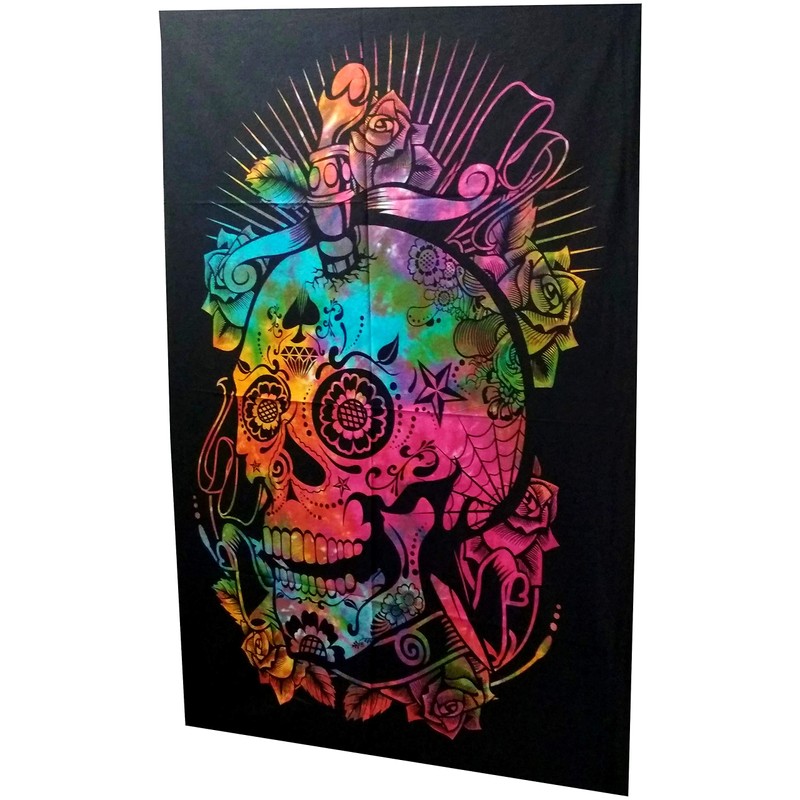 Purpledip Cotton Wall Poster Beach Throw 'Smiling Death': Bohemian Wall