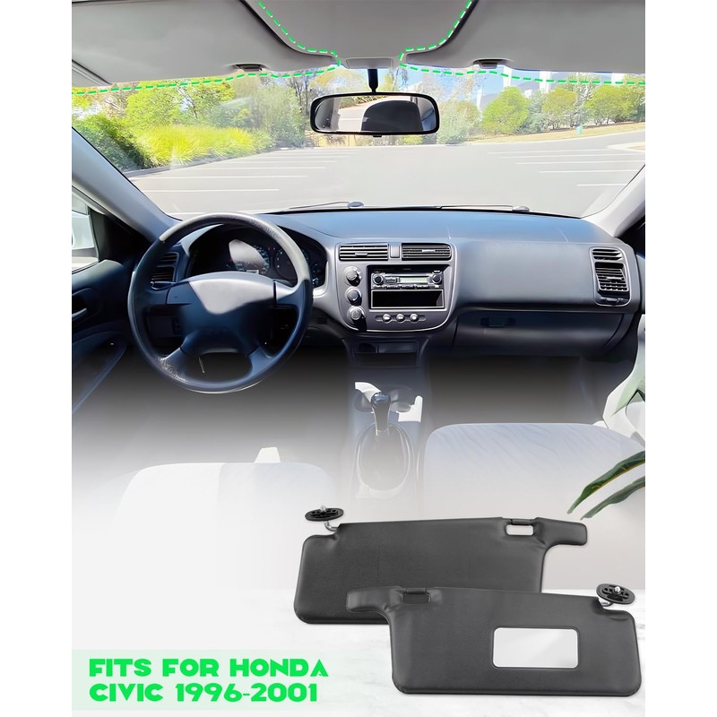 Interior Sunvisor Set Fit for Honda Civic 1996 1997 1998