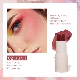 Contour Highlighter Blush Sticks - Cream Contour Bronzer Stick for Cheeks Eyes Lips, Long Lasting Waterproof Smooth Makeup Sticks for All Skin Type Face Makeup (02#, 20g)