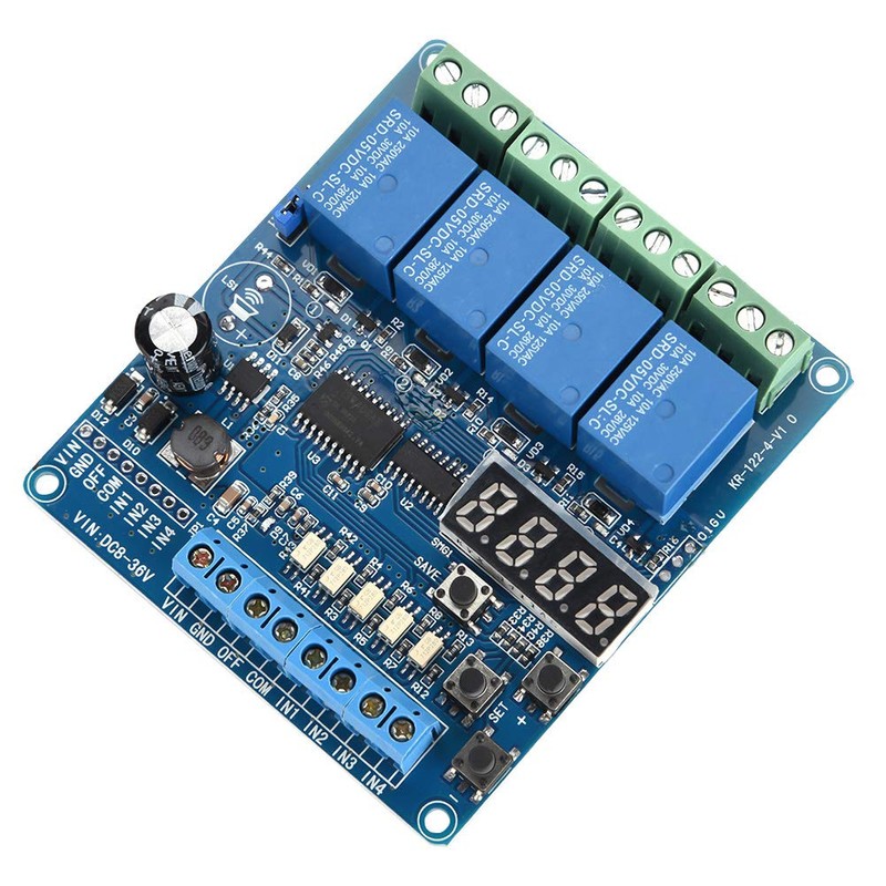 AUNMAS 4 Channel Multifunction Relay Board Module with Timer, DPDT