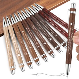 Spakon 20 Pack Bible Verse Bamboo Retractable Ballpoint Pens Christian Pen Inspirational Bible Verse Ballpoint Pens Black Ink Pen for Men Women Journal Writing Office Religious Gifts