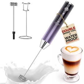 Zulay Kitchen Rechargeable Milk Frother Handheld Lux - Powerful 2-Speed Motor, Waterproof, 2000mAh Battery - Drink Mixer for Latte, Cappuccino, Matcha & Protein Powder - Lux Galaxy