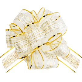 G2PLUS 12PCS White Pull Bows, 6 Inch Large Ribbon Pull Bows, Christmas Pull Bows for Gift Wrapping, Wedding Cars, Birthday Decoration, Hampers, Christmas Wreaths, Bouquets