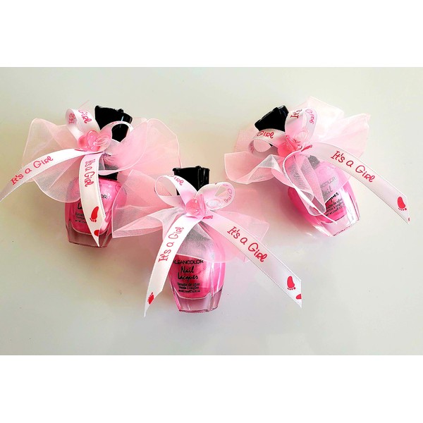 Cute Its A Girl Pink Nail Polish Ballerina Baby Shower Favor Set Of 12