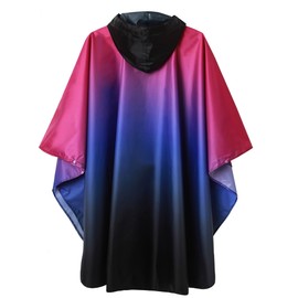 SaphiRose Adults Rain Poncho Waterproof Raincoat Women Gradient Hood with Pocket (Gradient Purple-black)