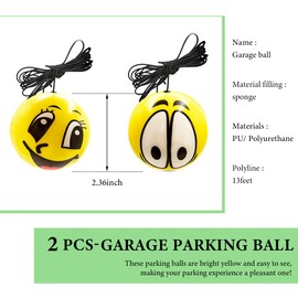SHMZK 2 PCS Double Garage Parking Aids, Retracting Ball Sensor Parking Ball Guide System with Rope, Garage Car Stop Indicators Parking Assistant Kit for Vehicles, Car Accessories (Big Eyes+Smiley)