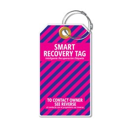 Dynotag® Web Enabled Smart ID Tag, PROTAGZ™ Series MEGA Size Luggage Tag w. Double Steel Loops with DynoIQ™ & Lifetime Recovery Service (GrapeSoda)