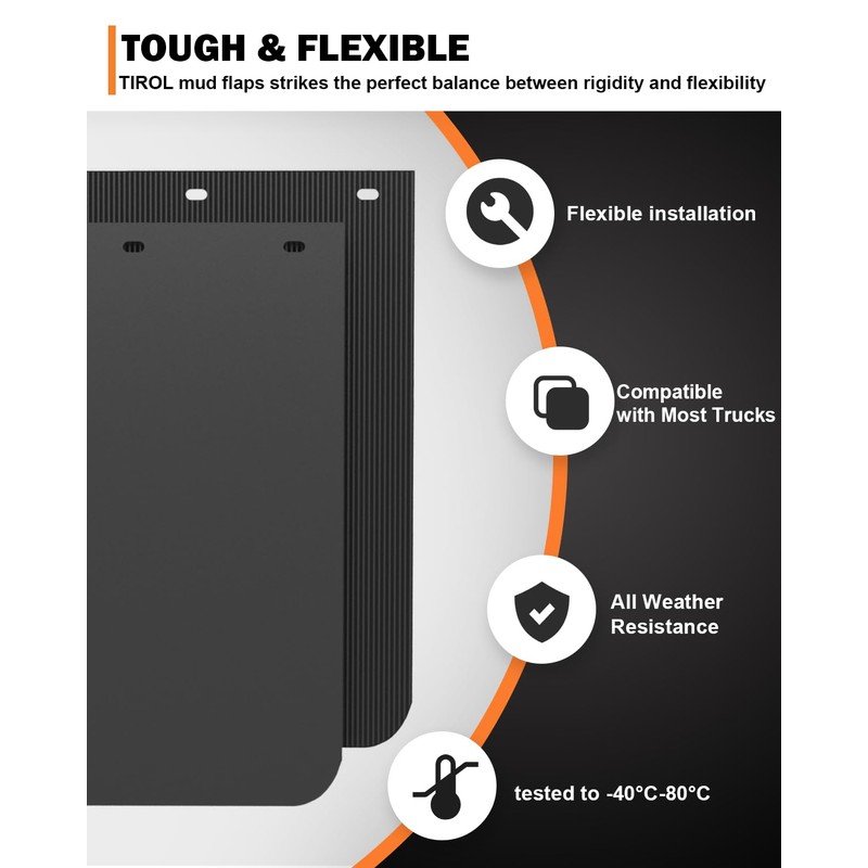 TIROL 24"x24" Mud Flaps for Semi Trucks - Heavy Duty