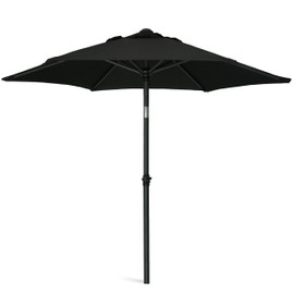 AMMSUN 5.8ft Patio Umbrella Outdoor Table Umbrellas with Push Button Tilt, UPF50+ Premium Steel Pole and Ribs for Deck, Lawn, Garden, Backyard & Pool (Black)