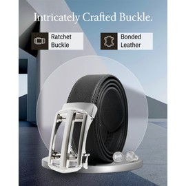 Access Denied Leather Ratchet Belts For Men - Mens Belt With Automatic Buckle For Suits Jeans And Uniform - Designed In The USA