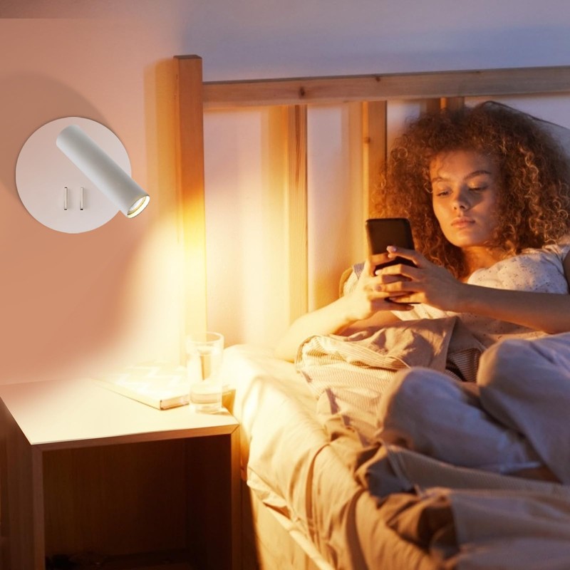 ZEROUNO Bedroom Wall Lamp with Switch Reading Light Hardwired Sconces