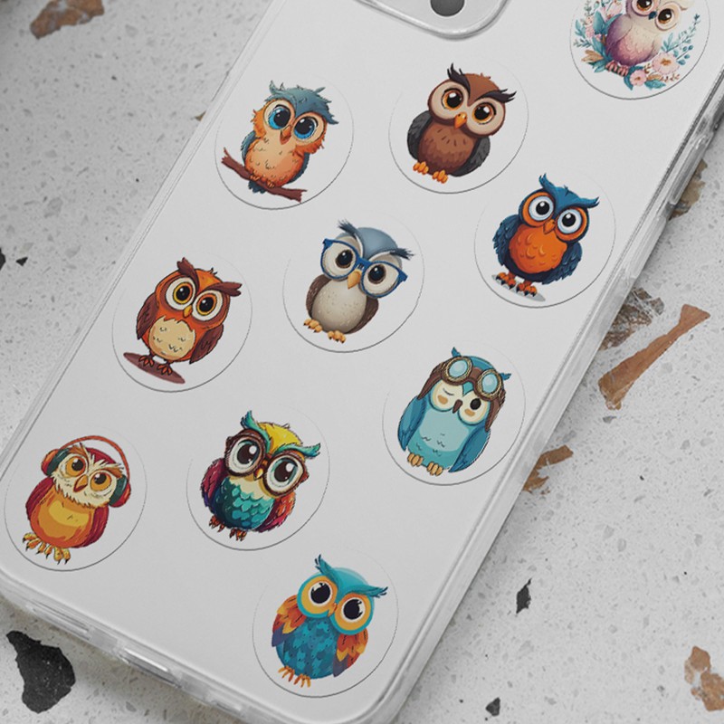 1000 Pieces Owl Sticker Roll for Kids, 10 Styles Cute