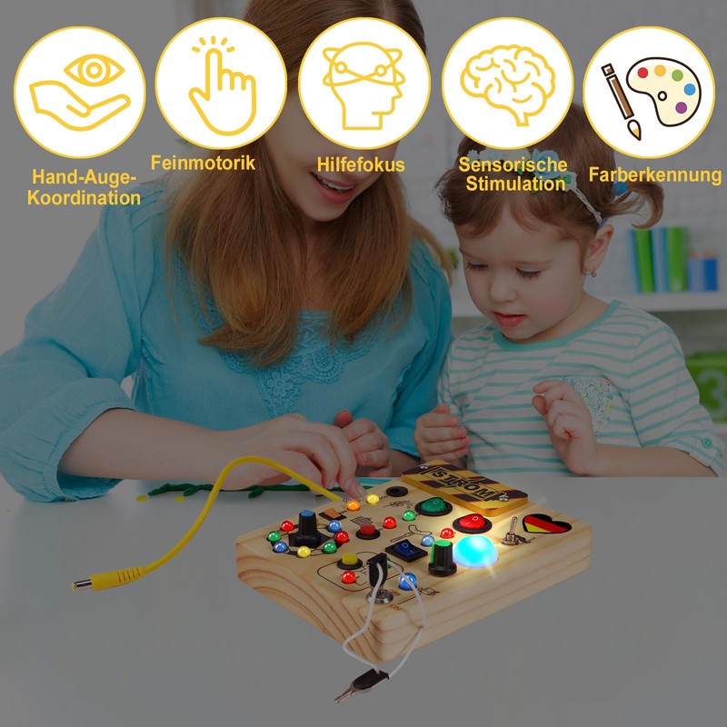 Ceoffo Montessori Toy Busy Board with LED