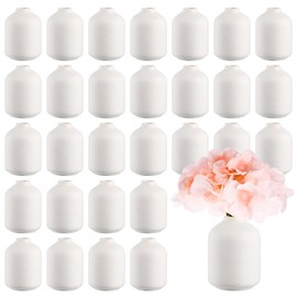 Tioncy 30 Set White Ceramic Bud Vases Bulk 3.9 Inch Boho Small Flower Vases White Ceramic Vases for Centerpieces for Dry Flowers Pampas Garss Home Wedding Table Decor (Stylish)
