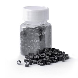 BUPPLER 500PCS Hair Extentions Micro Rings Links Beads,Silicone Lined Rings Hair Extensions Tool Black