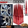ARROW 32x 6" Extra Tall Red M14x1.5 Spike Lug Nuts