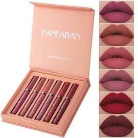 Long-lasting Matte Lip Glaze Set, 6 Counts/box Waterproof Lip Gloss, Moisturizing Matte Lipstick, Suitable for All Occasions Lip Makeup, Cosmetic:_Set A_2.5ml*6