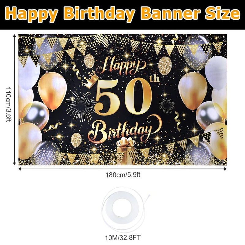 ANOMM 50 Anni Striscione di Compleanno, Compleanno Decorazioni-180 * 110