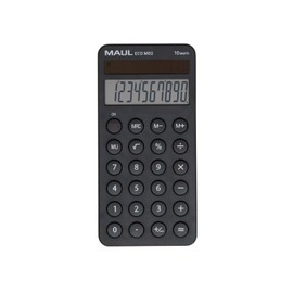 MAUL Eco MD 2 Calculator, Solar Calculator with 10 Digits and 5 Functions, Smartphone Format for Easy Use, 80% Recycled Plastic, Blue Angel/uz116, Black