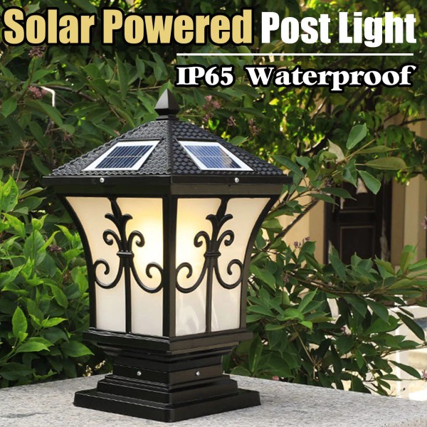 Outdoor Post Light Garden Driveway Solar Power Pillar Lamp Fence