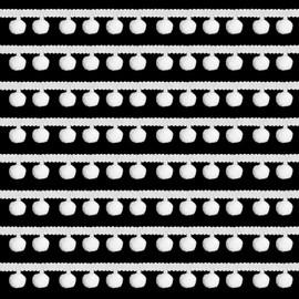 20 Yards Pom Poms Balls Fringe Trim,White Single Edge Ball Trim Fringe Fabric Trims Ribbon Sewing Ribbons Crafts Pom Poms Tassel Lace Embellishments for DIY Crafts Curtain Clothes Home Decoration