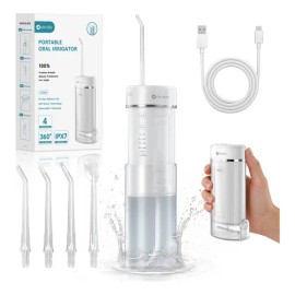 Irrigador Dental Portátil Airuidu 4 Modos Alta Presión 140 PSI USB Blanco