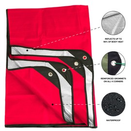 Arcturus Insulated Tarp, Reusable Heavy Duty Thermal Survival Blanket – 60x82in, Reflects 90% Body Heat, Waterproof, Windproof, 3-Layer Design, Reinforced Grommets, Red