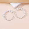 Aloluo Pearl Big Hoop Stud Earring for Women Girls Silver