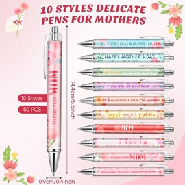 Skyygemm 50 Pcs Happy Mother's Day Ballpoint Pen Retractable 1 mm Best Mom Ever Black Ink Writing Pens Funny Thank You Mom Mother Birthday Party Favors Gifts from Daughter Son
