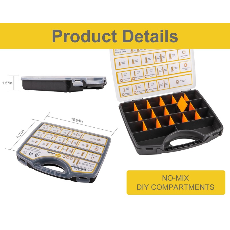 BOOBORNY 988pcs Grade 8.8 Metric Bolt Assortment, M4 M5 M6
