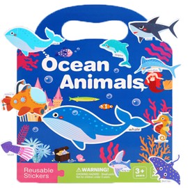 Reusable Sticker Books for Toddlers 2-4 Years, Ocean Animals Themed Sticker Books for Toddlers 1-3, Birthday Gifts Stickers for Kids Toddler Boys Girls
