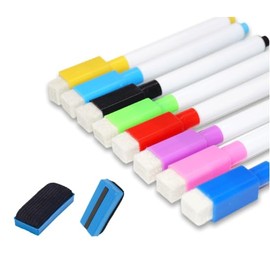 Dry Erase Marker Pen Color Colorful Colored Magnetic Eraser Cap Erasable Drawing Fine Point Set of 8 Whiteboard Eraser Magnet Set of 2 Whiteboard-Marker (Single Dry Erase Marker Pen)