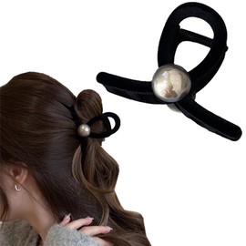 Black Velvet Hair Claw Clip for Women Girls Hair Claw Jaw Clips Barrettes for Thick Thin Hair Nonslip Claw Clamps Hair Clips for Women Hair Claws Accessories