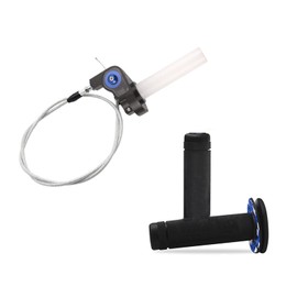 7/8" Universal Motorcycle Grips Quick Twist Throttle Handle Grip with Throttle Cable,Rubber Anti-Slip Handlebar Grips One Pair 22mm Set for Dirt Pit Motor Bike Motorcycle (Blue)