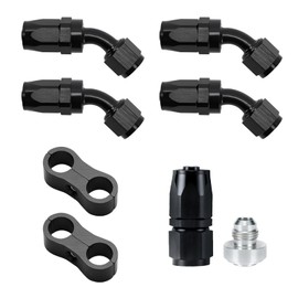 BRIFITOR 8AN 45 Degree Fitting 4PCS With 4 Extra Accessories (Adapter & Hose Clamp), AN8 Swivel Hose End Fitting 45 Degree For CPE Fuel Line, Value Pack For Complete Build
