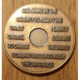 28 Year Alcoholics Anonymous AA Bronze Medallion Coin Sobriety Chip Twenty Eight