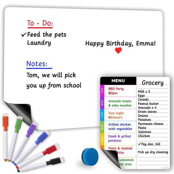 Fridge Magnetic Dry Erase Whiteboard - Fridge Whiteboard - Magnetic