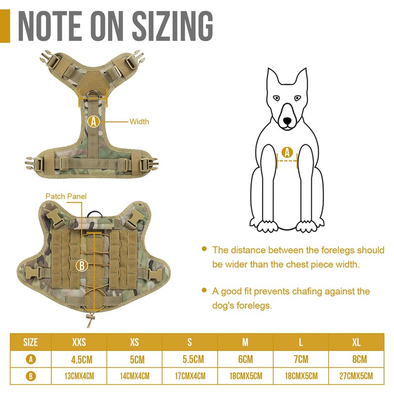 OneTigris Fire Watcher Tactical Dog Harness, MOLLE Safety Harness, Service