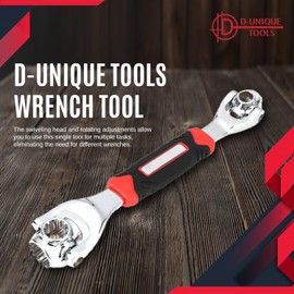 D-Unique Tools Wrench Tool, Adjustable Socket, Ratchet, and Torque Wrench for Car Parts and Home Repair, Durable Crescent Spanner Wrench, Premium Versatile 48-in-1 Universal Torque Wrench
