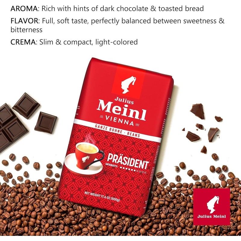 Julius Meinl: "Präsident", Classic Viennese Medium Roast Coffee Beans, 500g