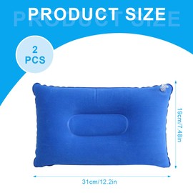 GXGM Pack of 2 34 x 22 cm inflatable neck pillow, inflatable pillow, camping travel pillow, air pillow, neck pillow, beach cushion (blue)