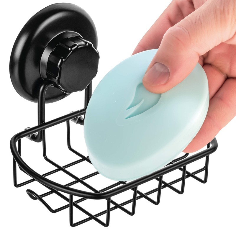 HASKO accessories Suction Soap Dish with Hooks | Powerful Vacuum