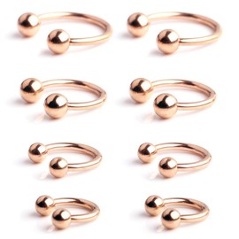 Ruifan 8PCS 14G Horseshoe Nipple Nose Eyebrow Helix Tragus Cartilage Septum Navel Belly Piercing Ring 8mm 10mm 12mm 14mm - Rose Gold