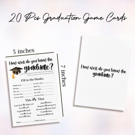 Graduation Party Games 2025 - How Well Do You Know The Graduate - 20 Pcs Graduation Game Cards For Graduation Party High School College Senior School Graduation Party Decorations And Supplies - A04